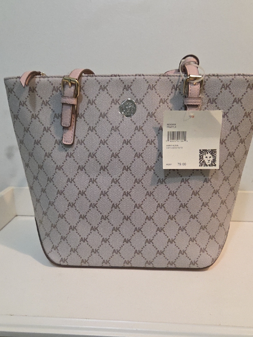 Anne Klein Light Pink Monogram Tote Bag
